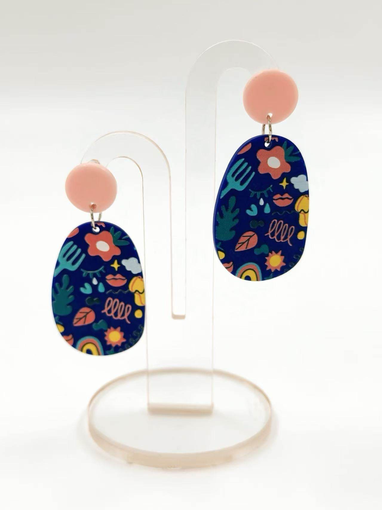 Whimsical Garden Oval Earrings - MODA ACCESSORIES