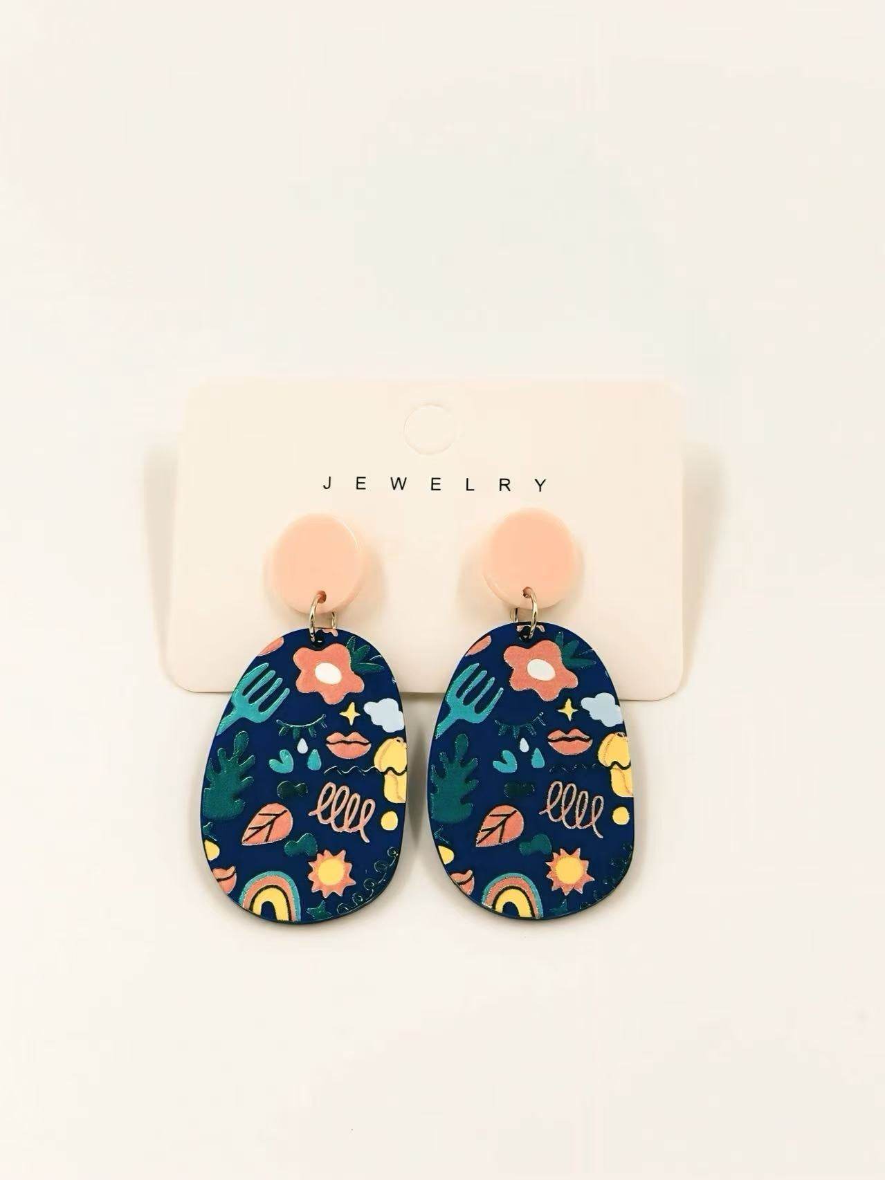 Whimsical Garden Oval Earrings - MODA ACCESSORIES