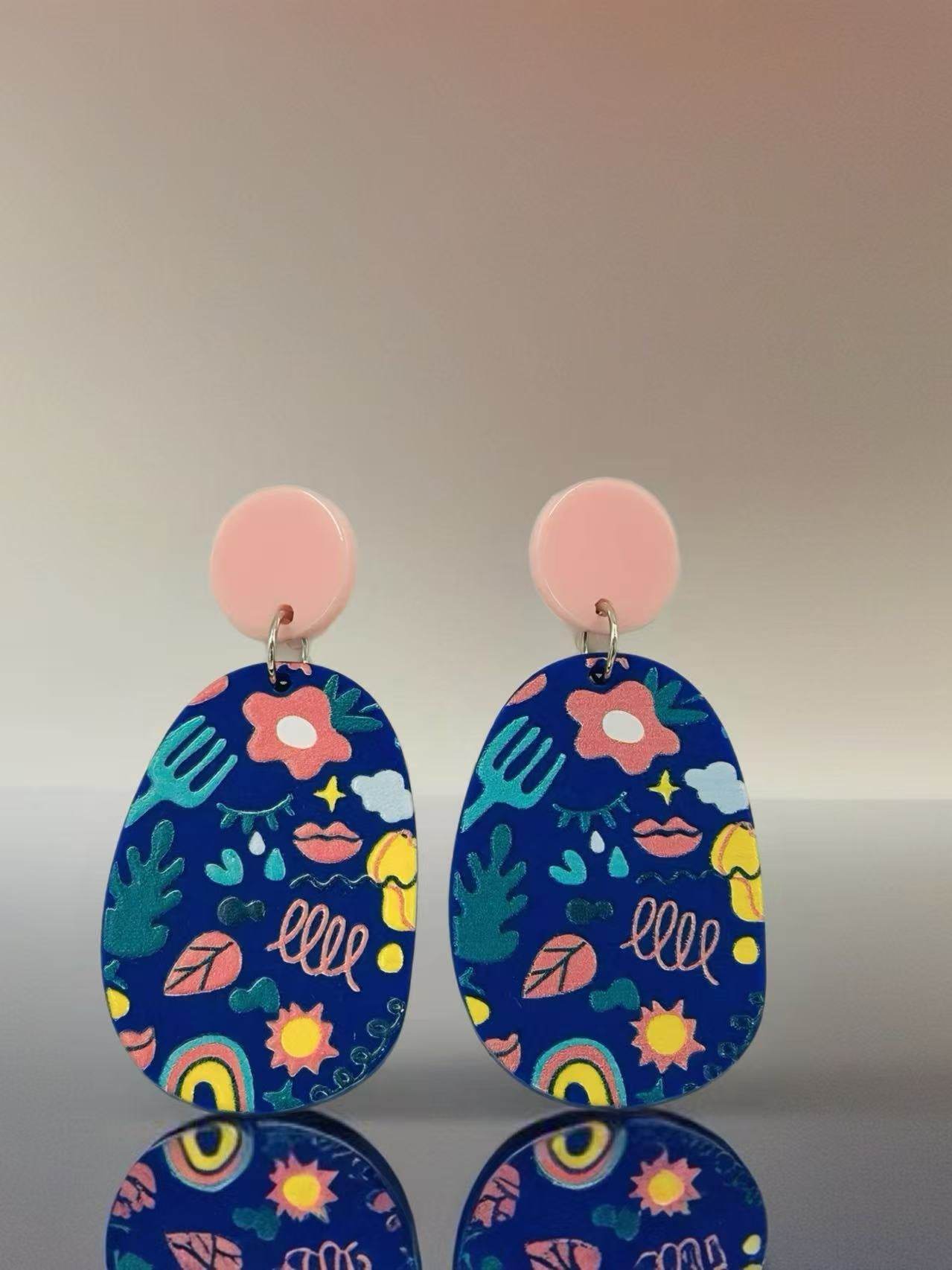 Whimsical Garden Oval Earrings - MODA ACCESSORIES