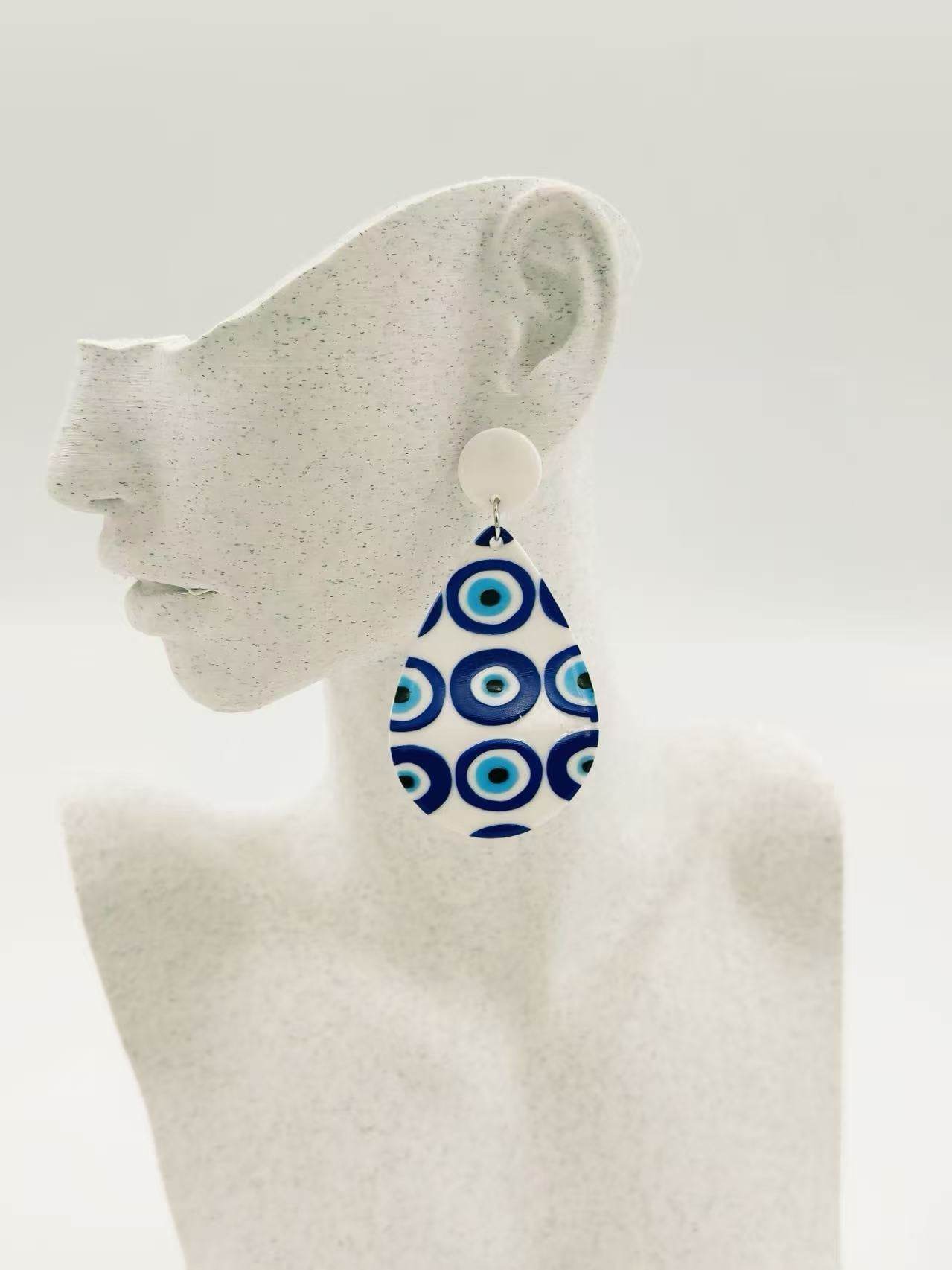 Blue Nazar Stud Statement Earrings - MODA ACCESSORIES