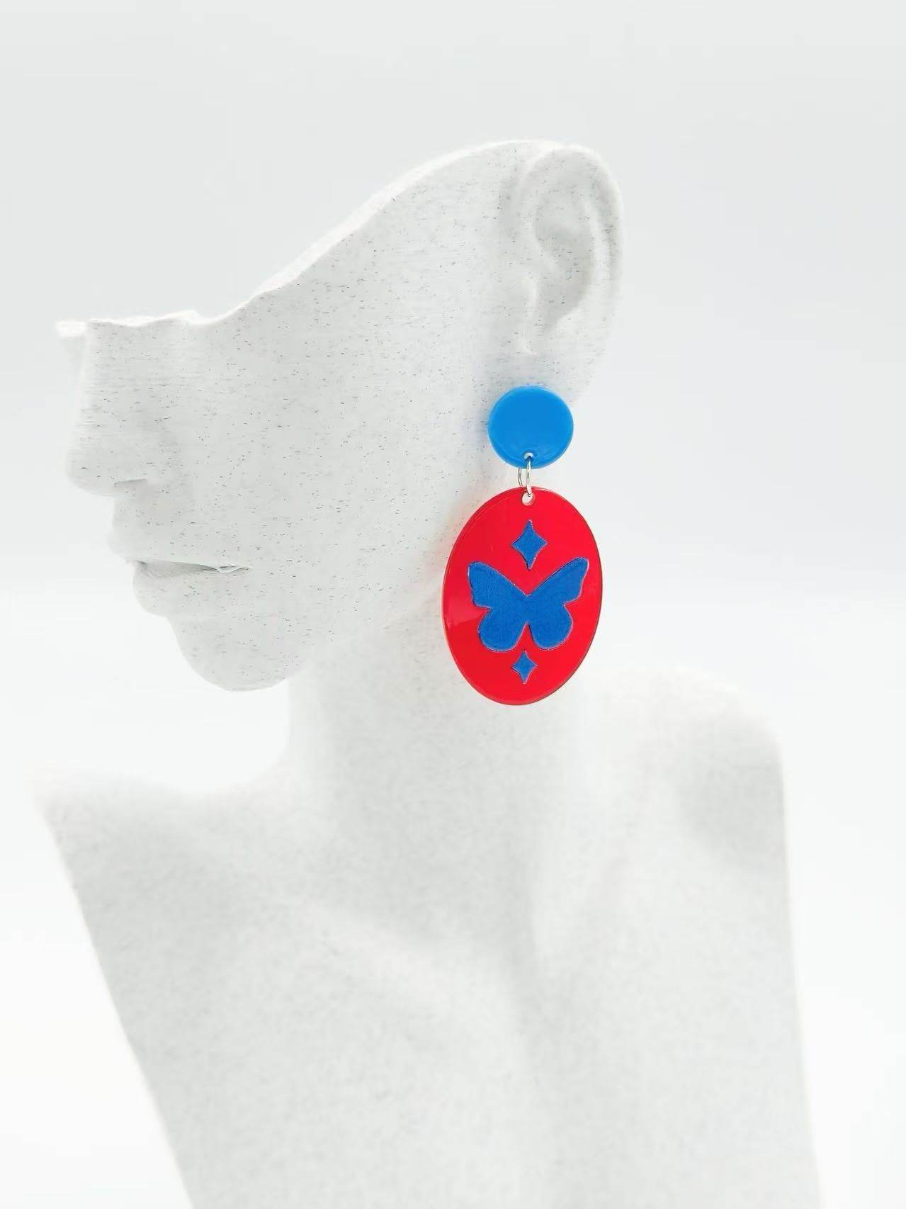 Blue Butterfly Charm Earrings - MODA ACCESSORIES