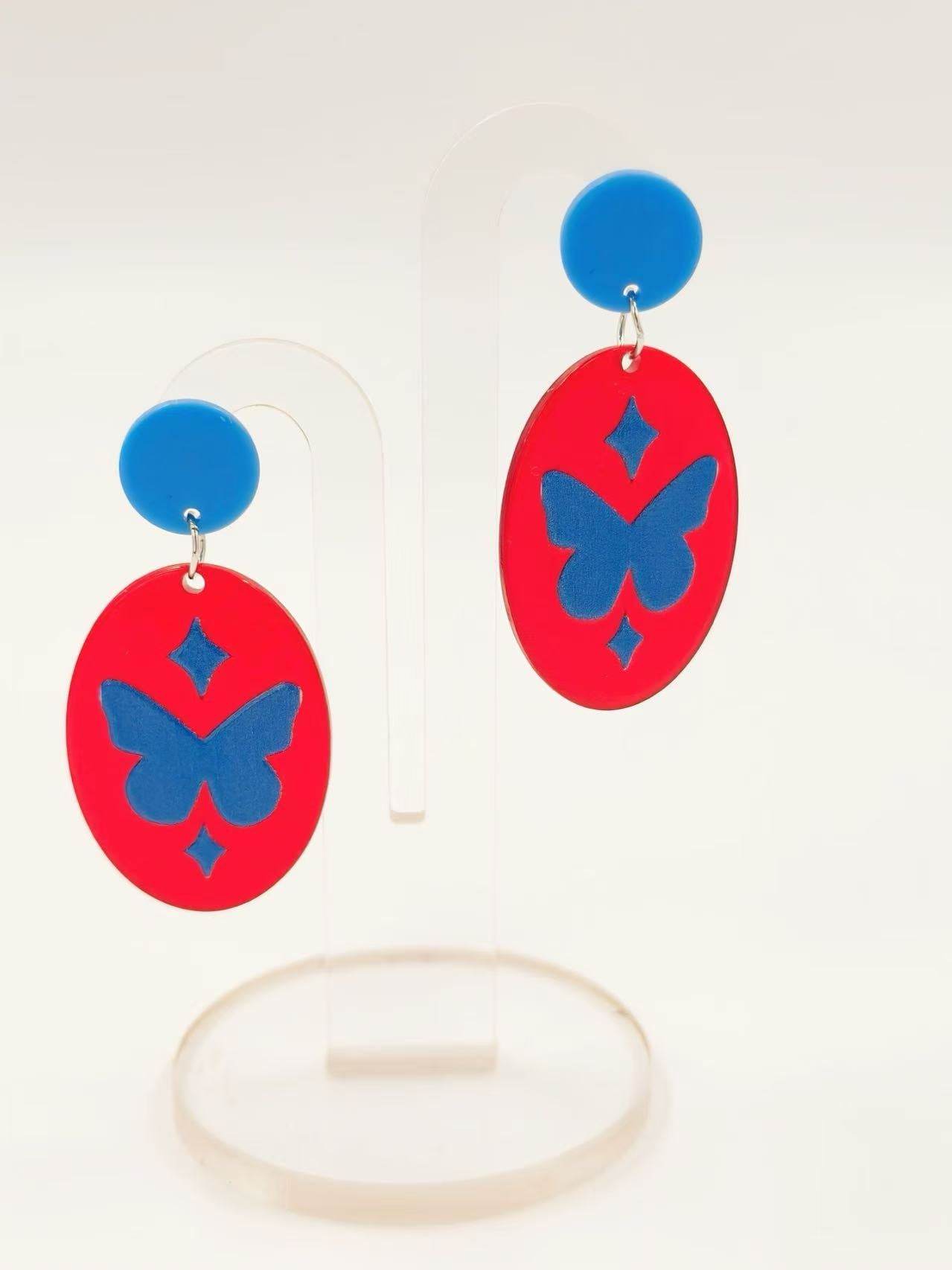 Blue Butterfly Charm Earrings - MODA ACCESSORIES