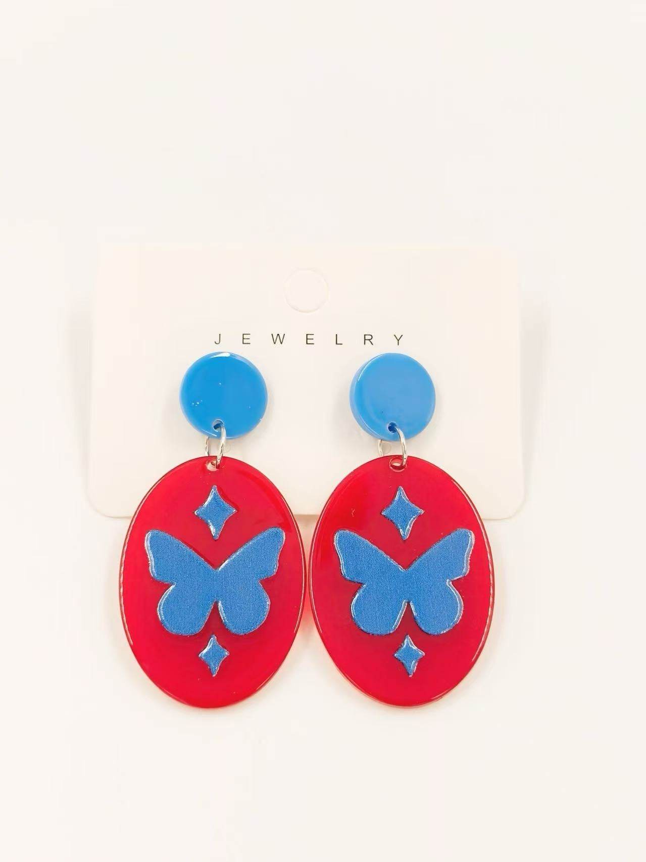 Blue Butterfly Charm Earrings - MODA ACCESSORIES