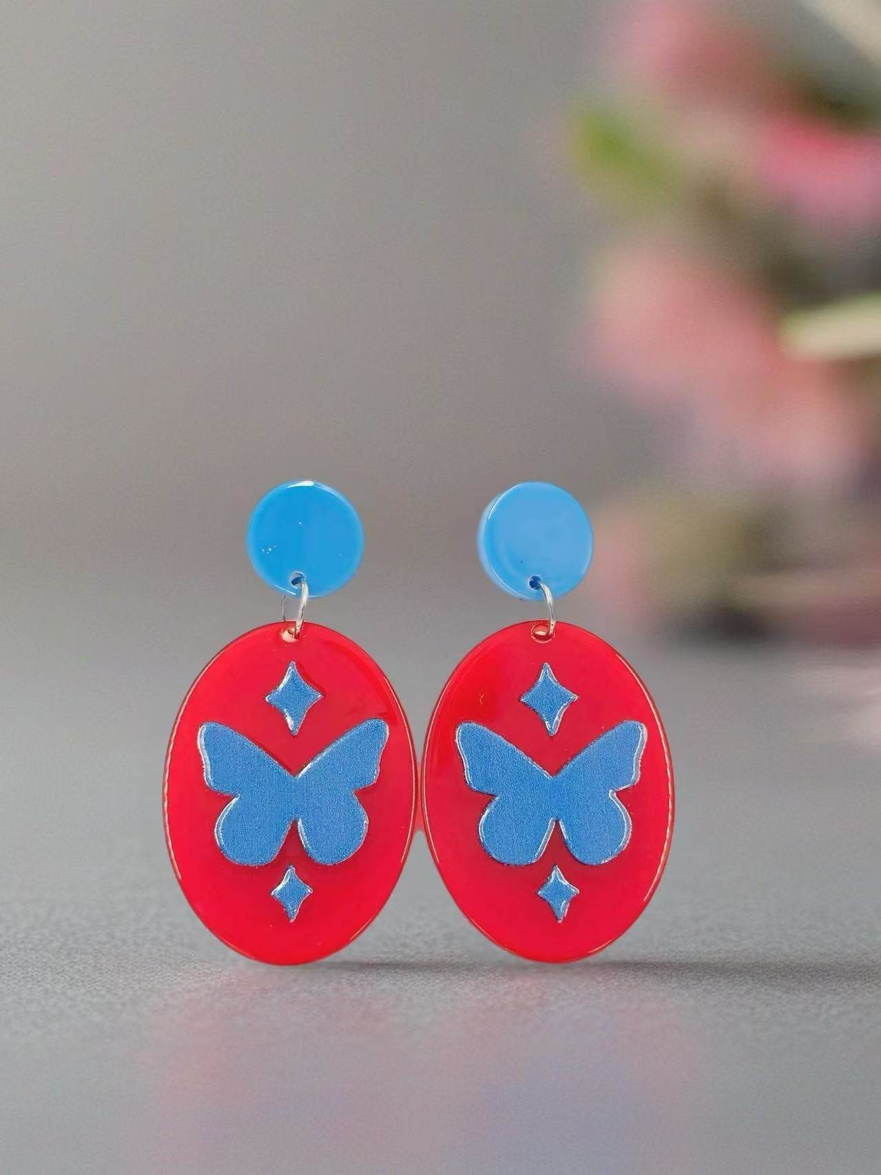 Blue Butterfly Charm Earrings - MODA ACCESSORIES