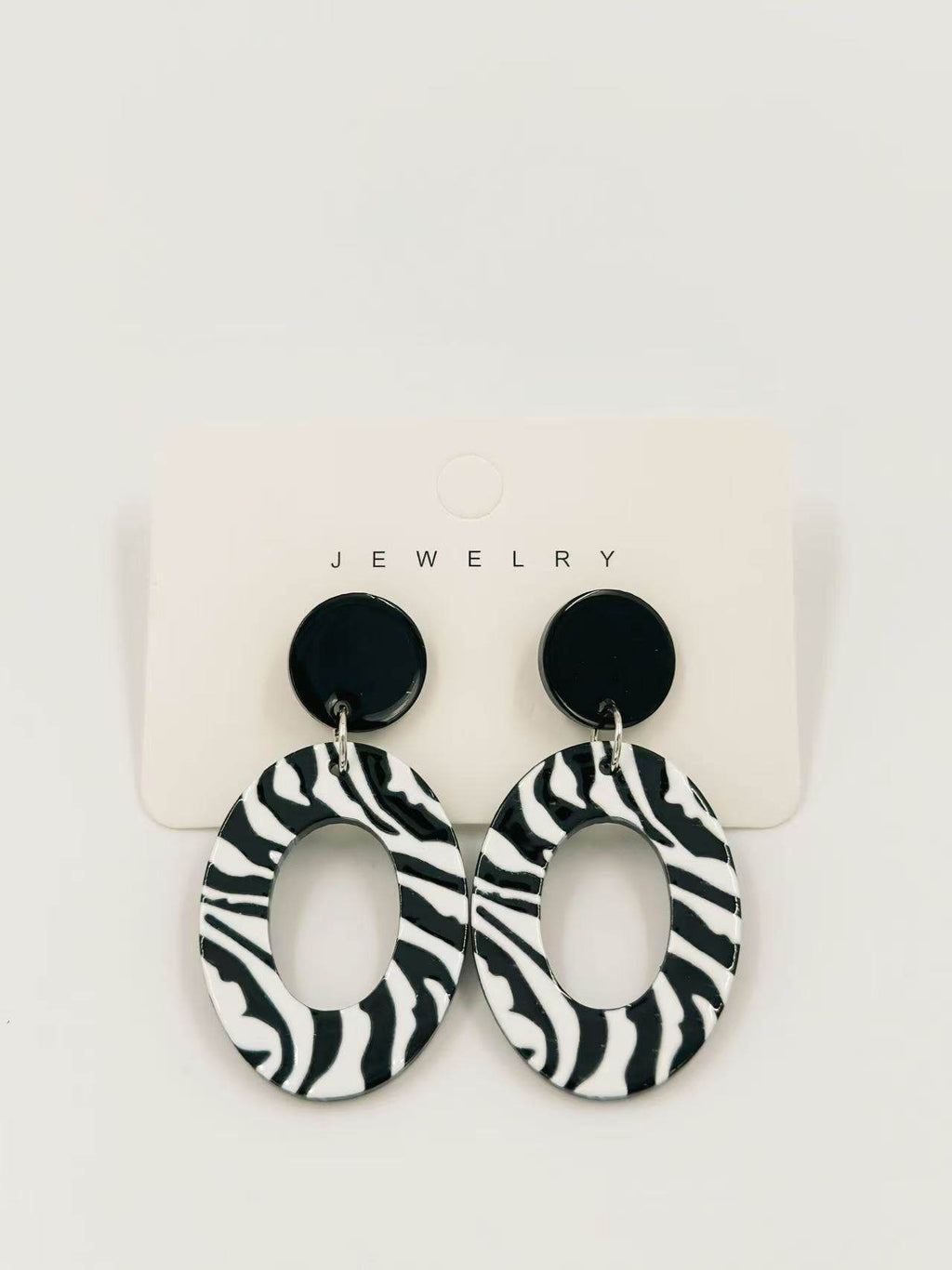 Zebra Oval Stud Statement Earrings - MODA ACCESSORIES