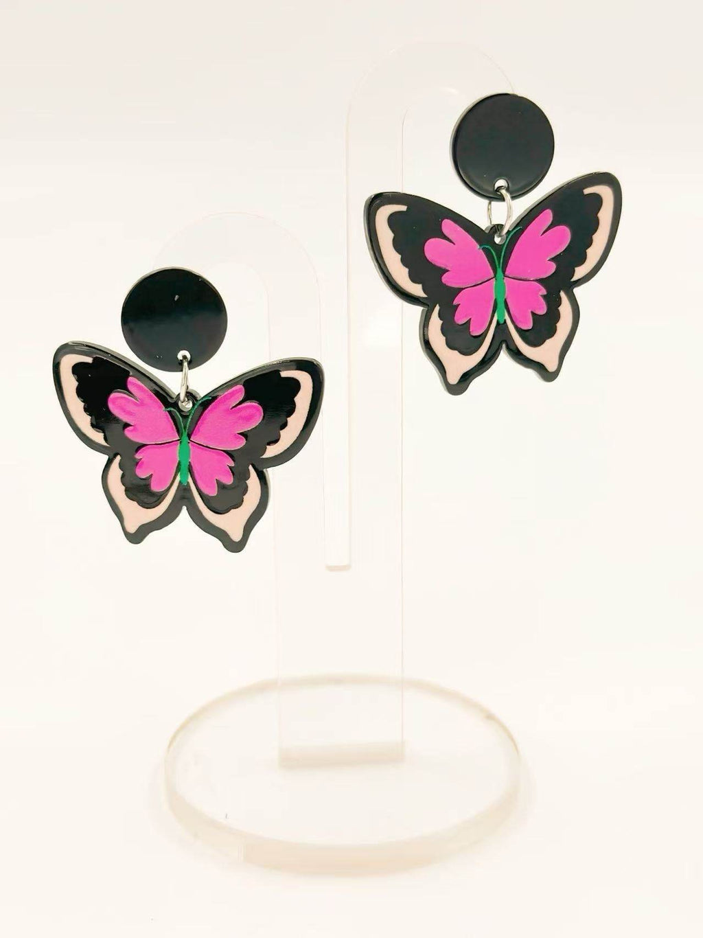 Neon Pink Butterfly Stud Earrings - MODA ACCESSORIES