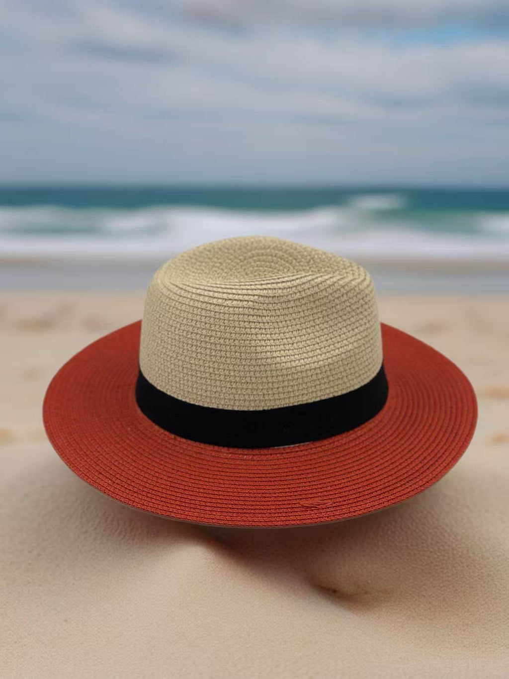 Two-Tone Wide-Brim Beach Fedora Hat - MODA ACCESSORIES