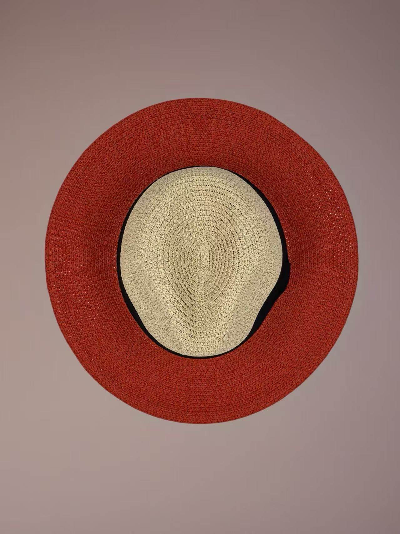 Two-Tone Wide-Brim Beach Fedora Hat - MODA ACCESSORIES