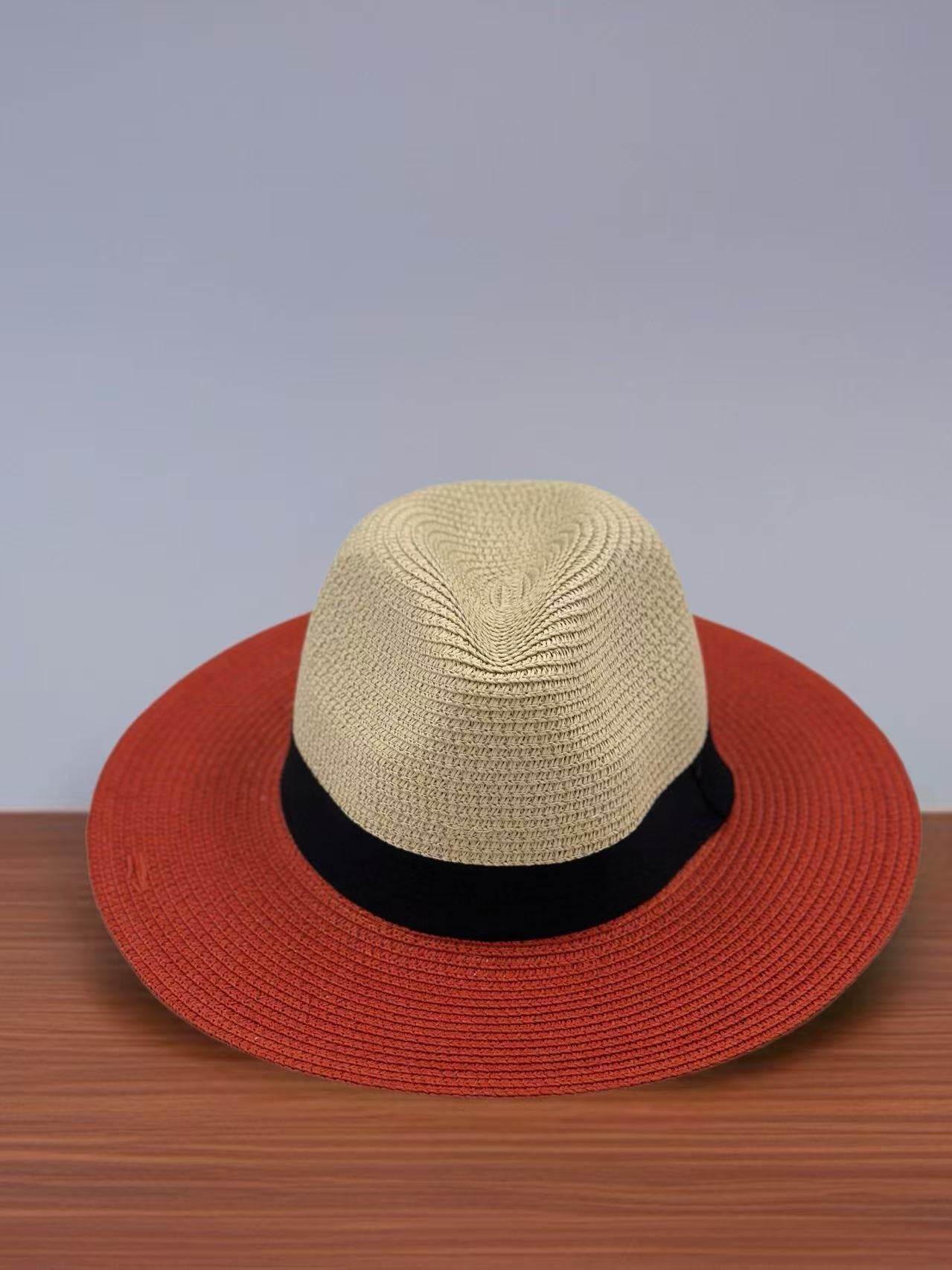 Two-Tone Wide-Brim Beach Fedora Hat - MODA ACCESSORIES