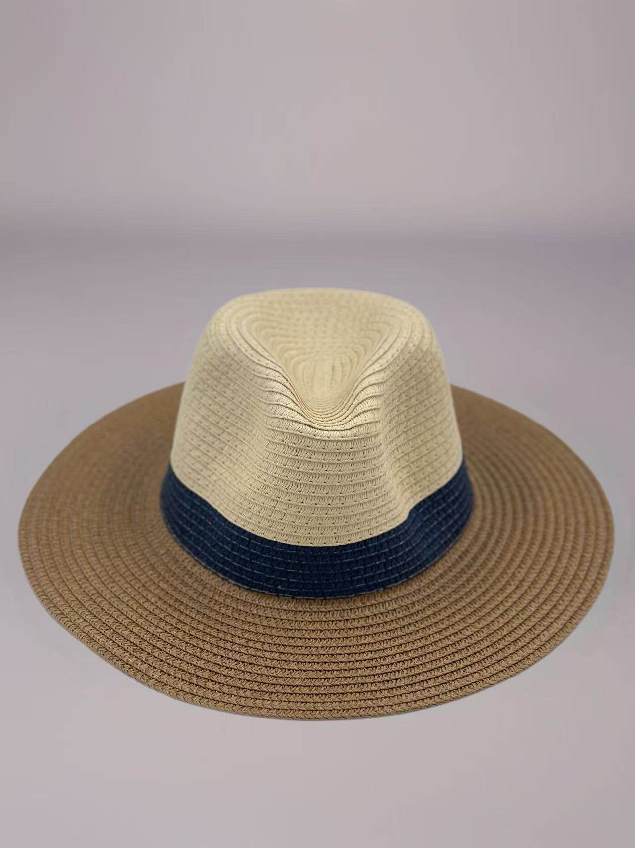 Classic Trilby-Style Two-Tone Straw Hat - MODA ACCESSORIES