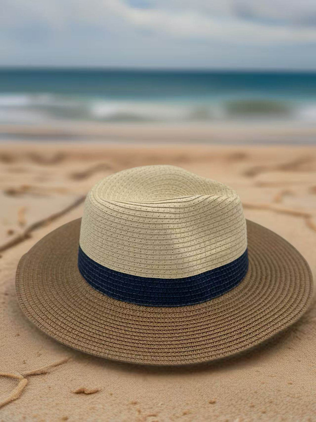 Classic Trilby-Style Two-Tone Straw Hat - MODA ACCESSORIES