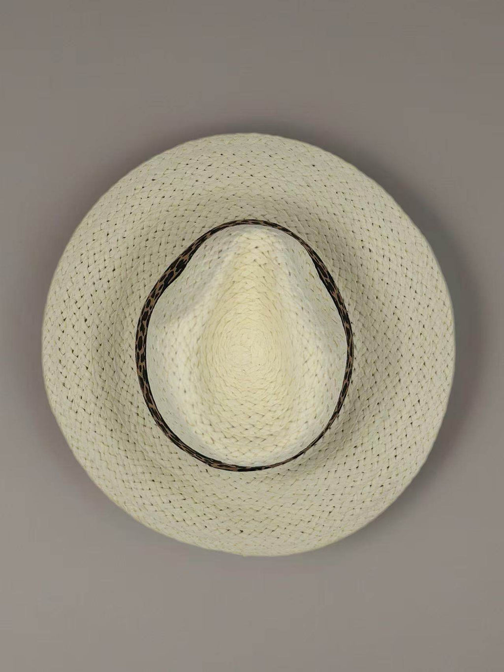 Stylish Straw Fedora with Leopard Print Band - MODA ACCESSORIES