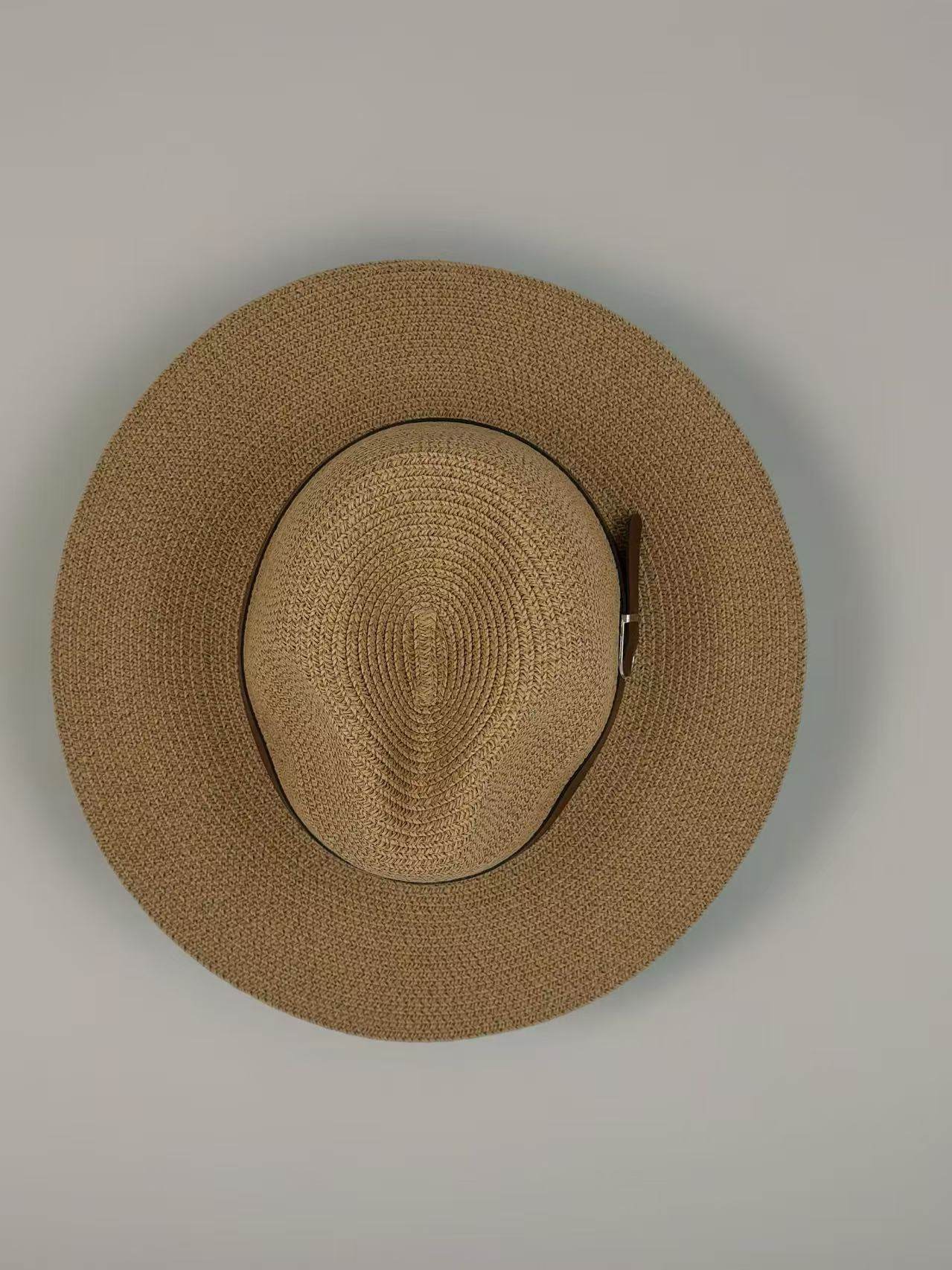 Classic Woven Fedora with Brown Buckle Band - MODA ACCESSORIES