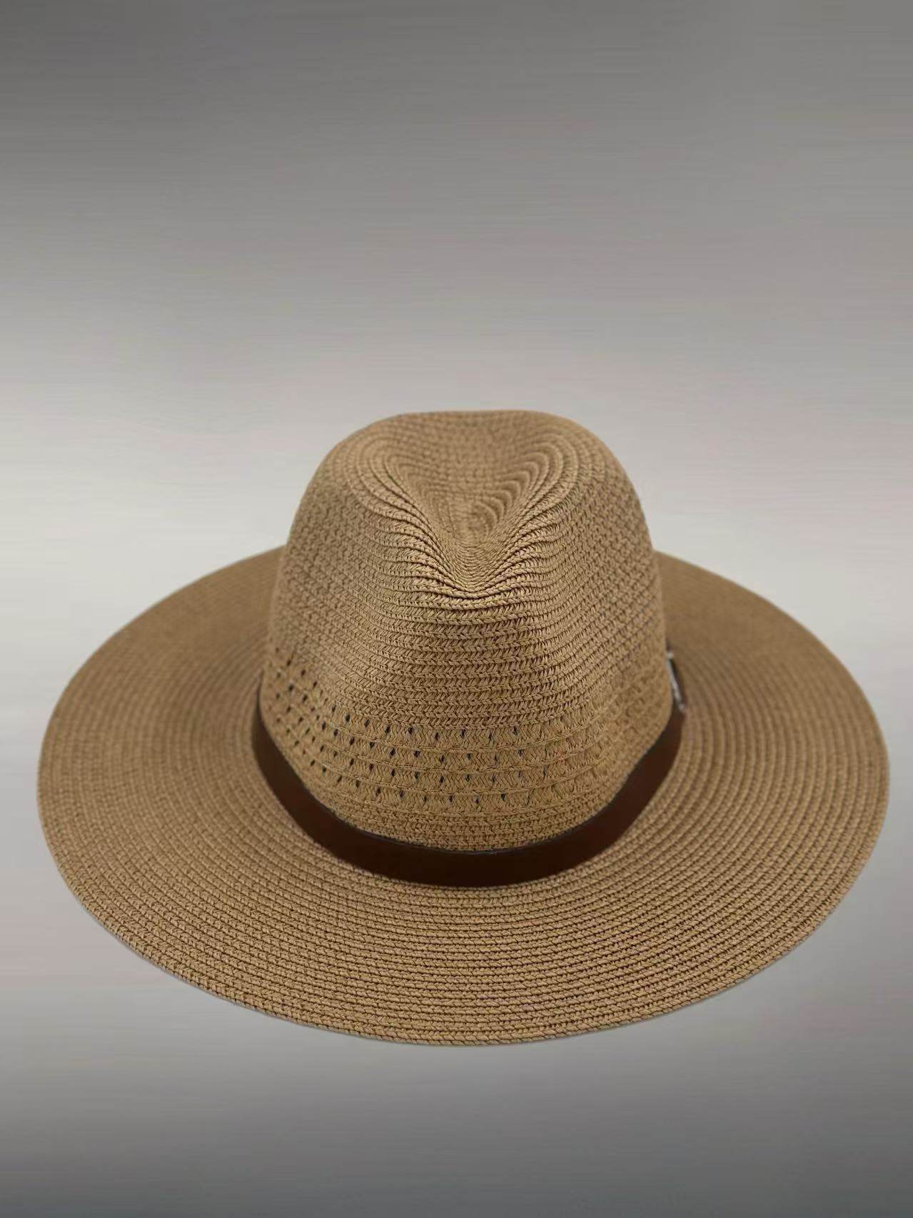 Classic Woven Fedora with Brown Buckle Band - MODA ACCESSORIES