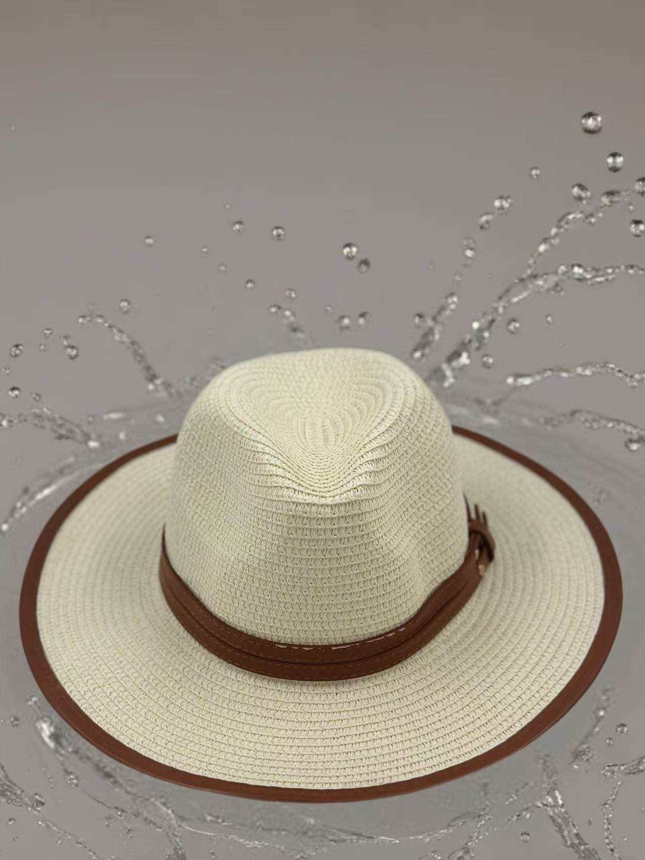 Minimalist Straw Fedora with Brown Trim Accents - MODA ACCESSORIES