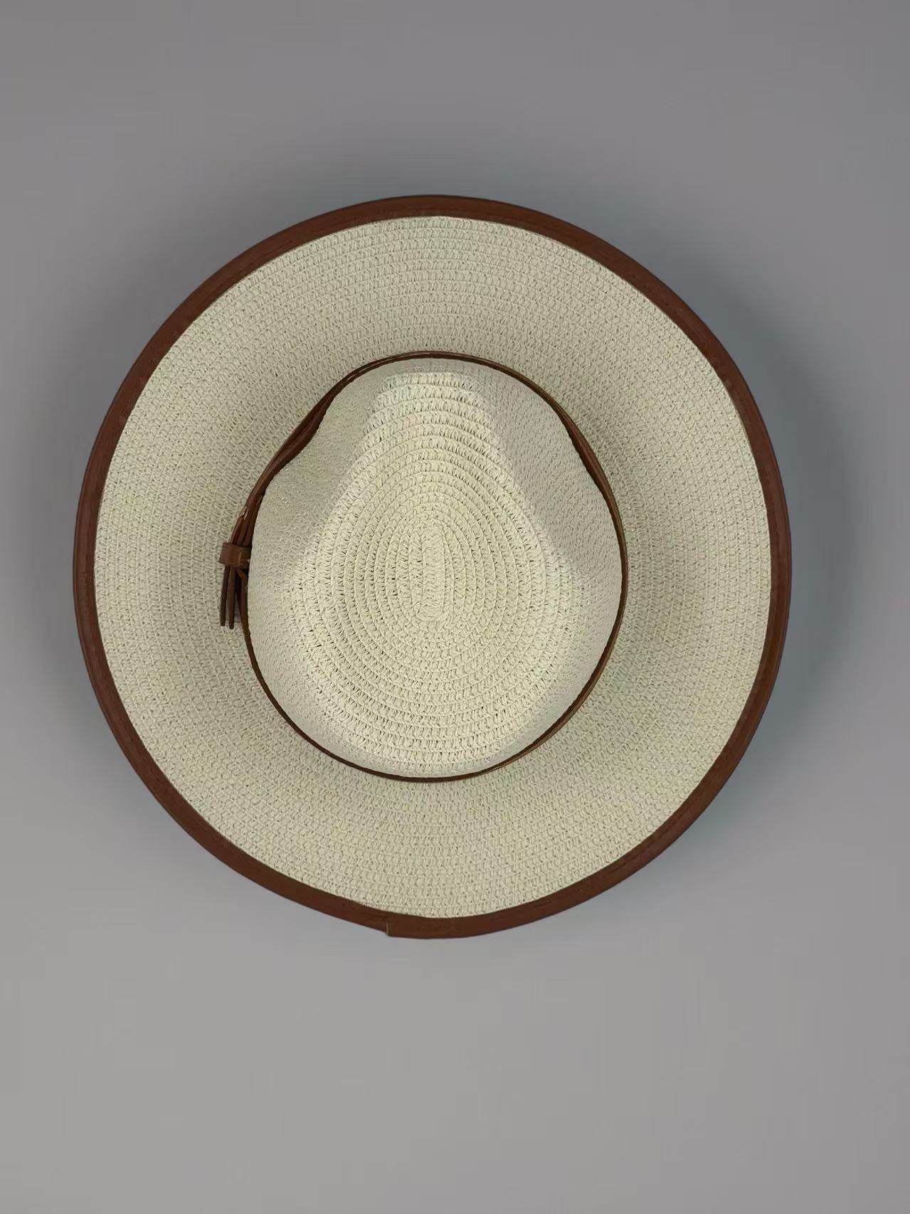Minimalist Straw Fedora with Brown Trim Accents - MODA ACCESSORIES