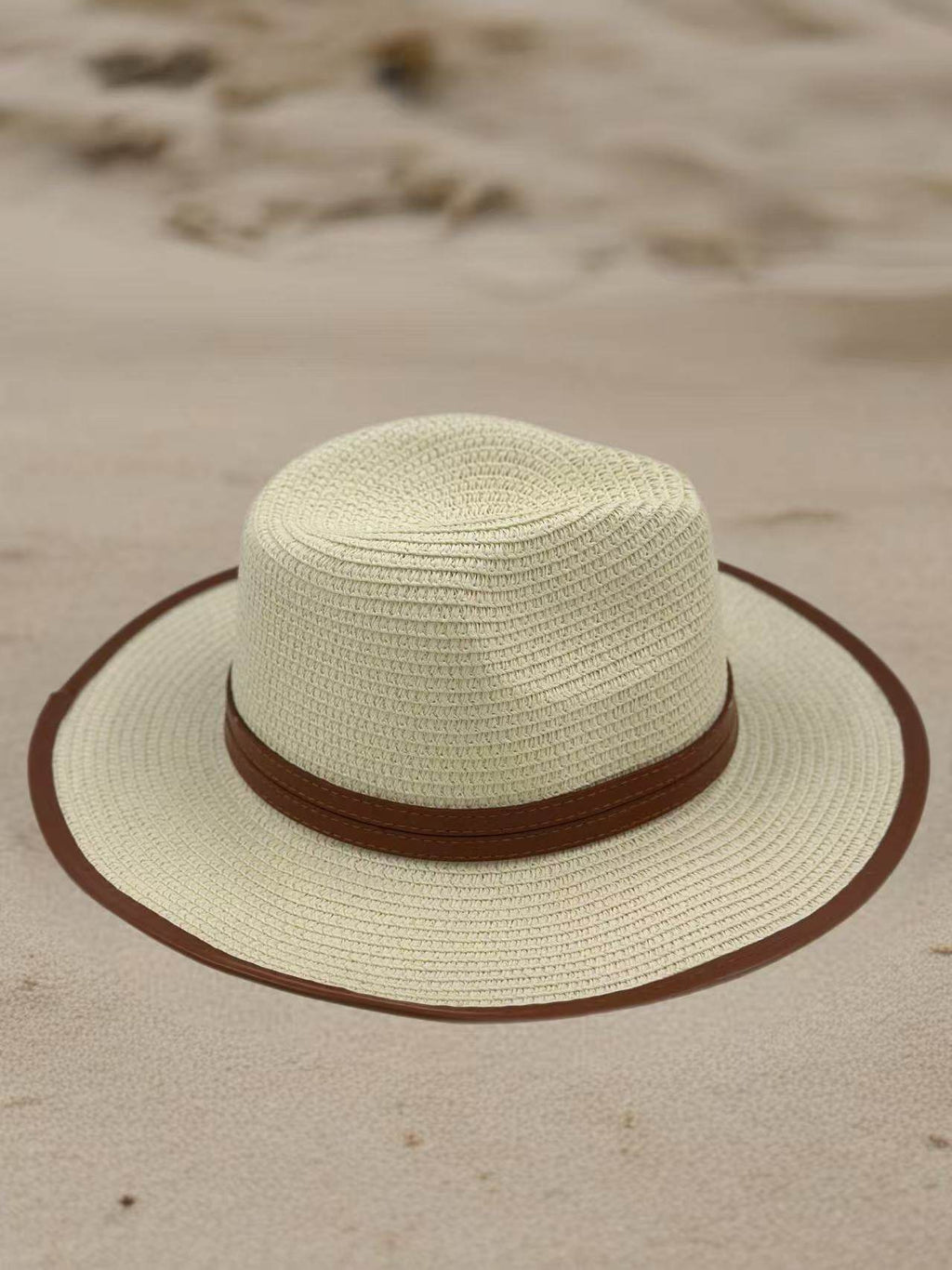 Minimalist Straw Fedora with Brown Trim Accents - MODA ACCESSORIES