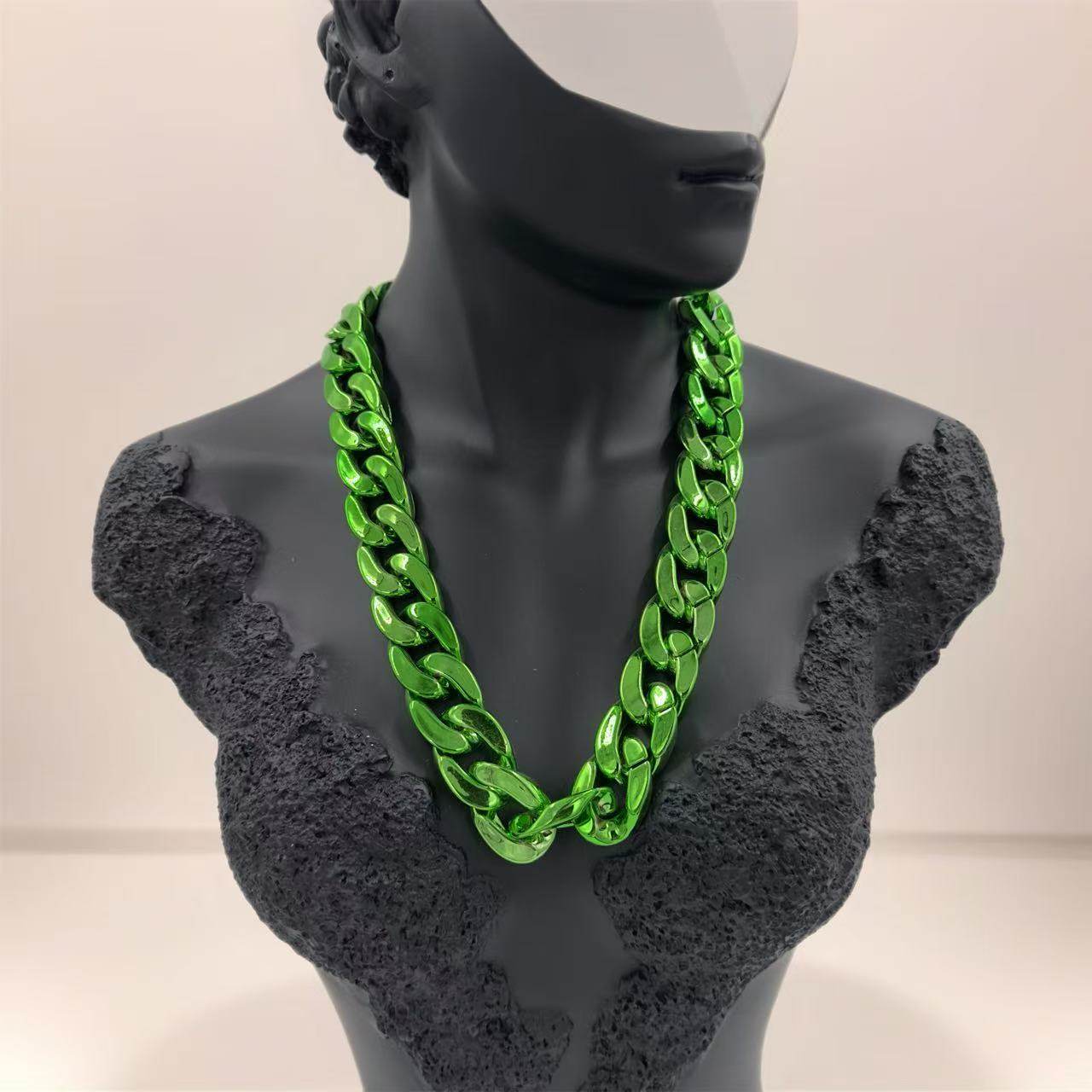 Glossy Neon Green Chain Necklace - MODA ACCESSORIES