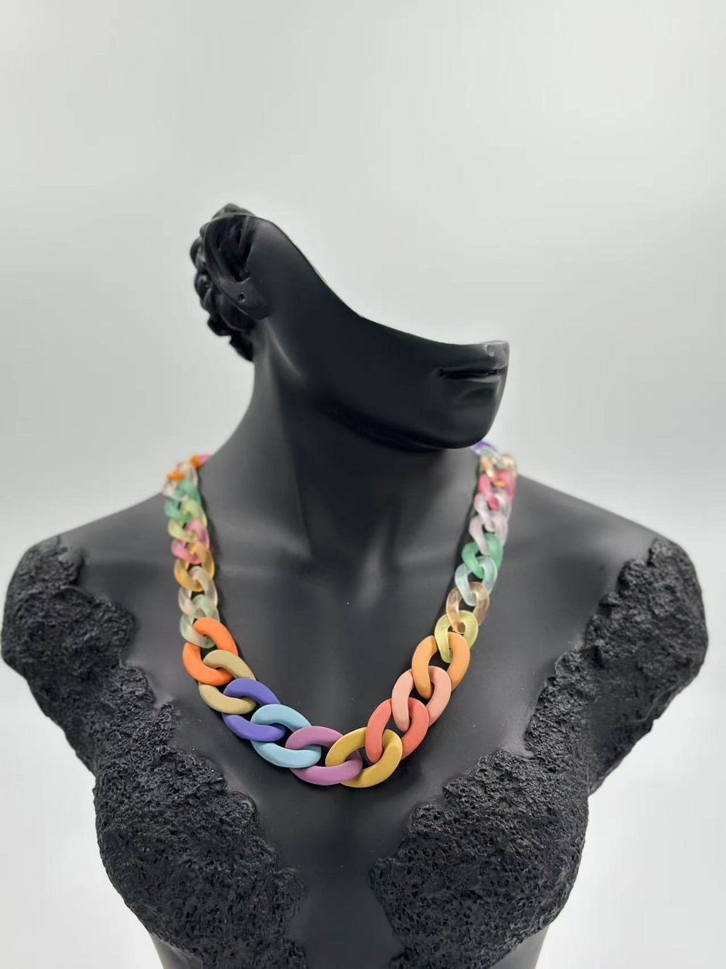 Matte Rainbow Chunky Chain Necklace - MODA ACCESSORIES