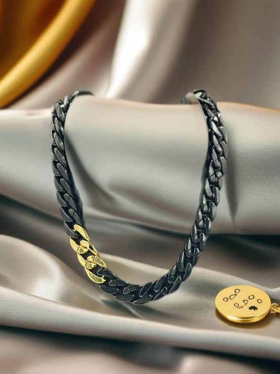 Black & Gold Colour Plastic Chain Necklace - MODA ACCESSORIES