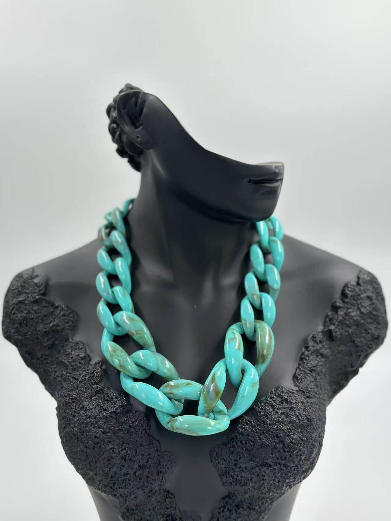 Bold Matte Chunky Chain Necklaces – Multicolor Collection - MODA ACCESSORIES