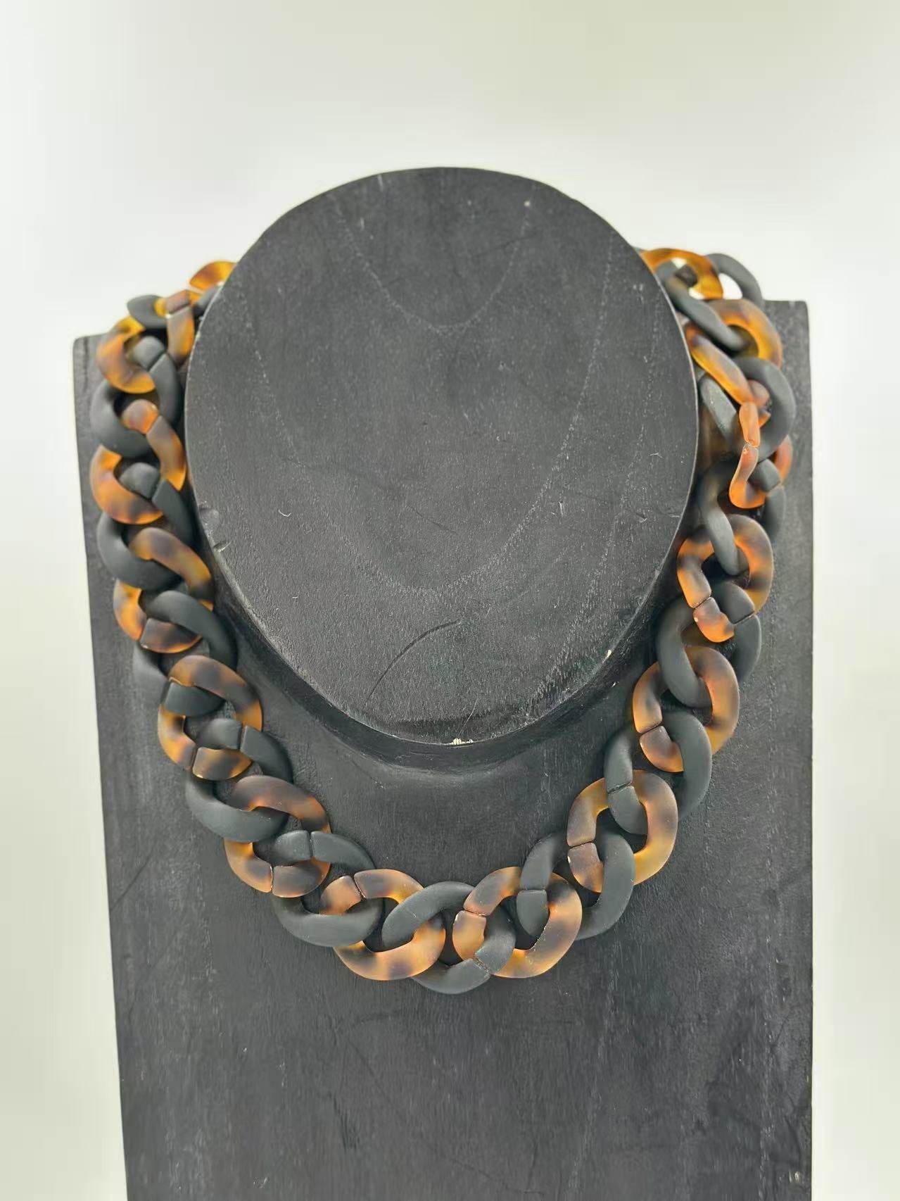 Matte Black & Brown Colour Chain Necklace - MODA ACCESSORIES