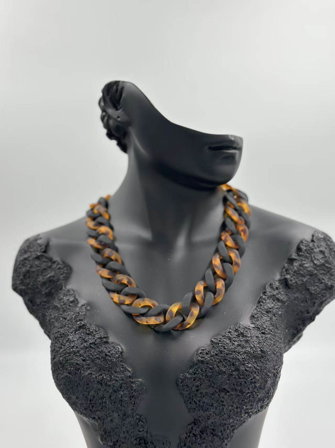 Matte Black & Brown Colour Chain Necklace - MODA ACCESSORIES