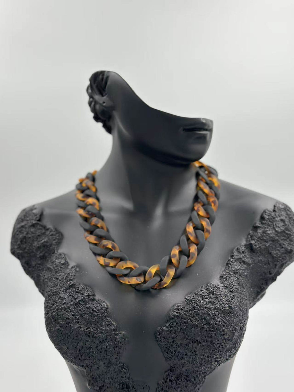 Matte Black & Brown Colour Chain Necklace - MODA ACCESSORIES