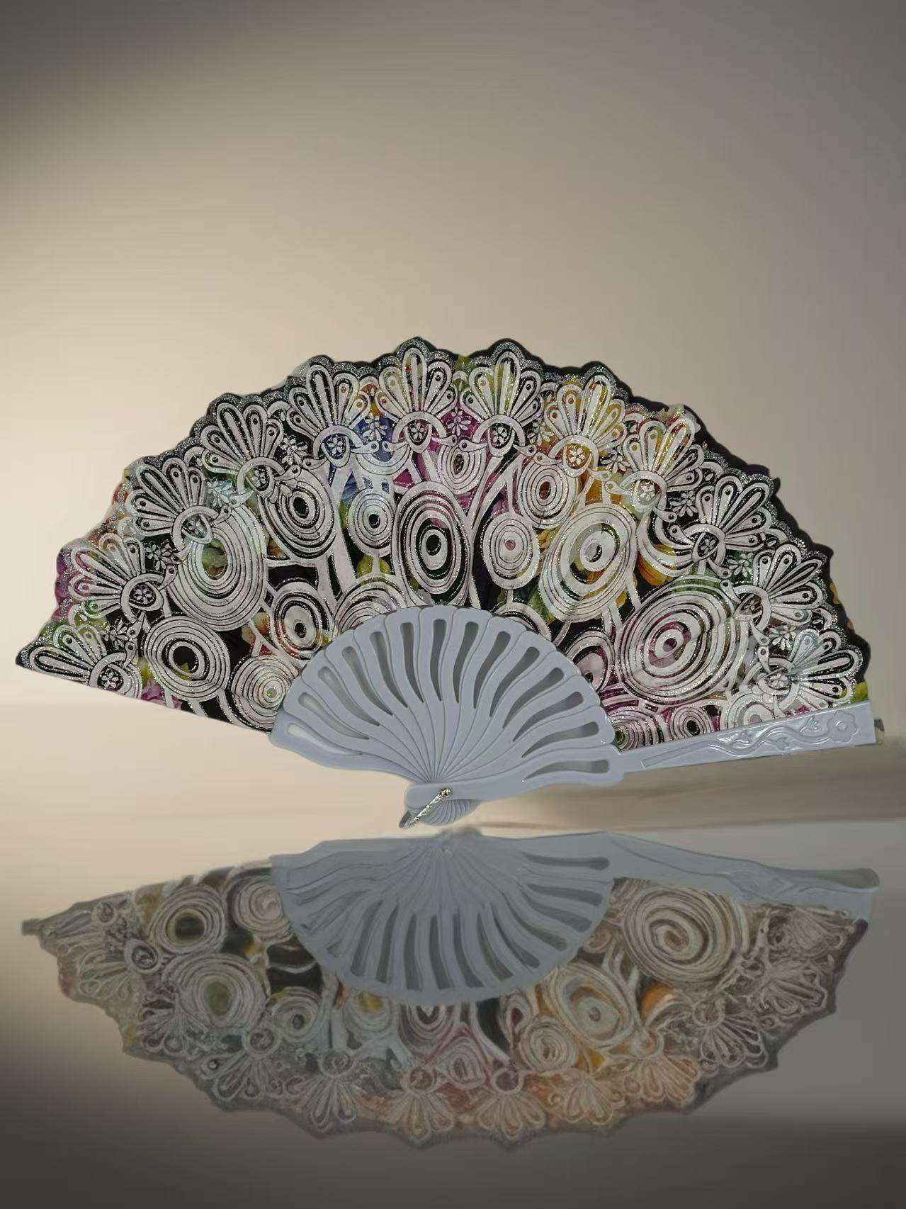 Vintage Floral Lace Hand Fans β Set of 6 with Baroque Embroidery - MODA ACCESSORIES