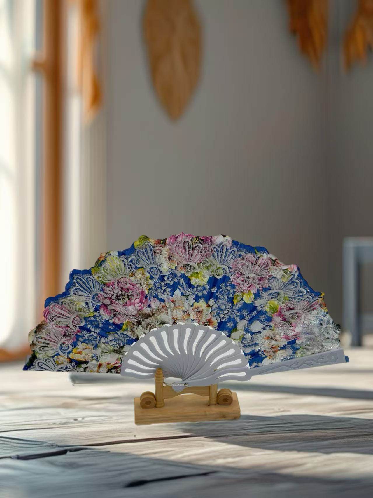 Vintage Floral Lace Hand Fans β Set of 6 with Baroque Embroidery - MODA ACCESSORIES