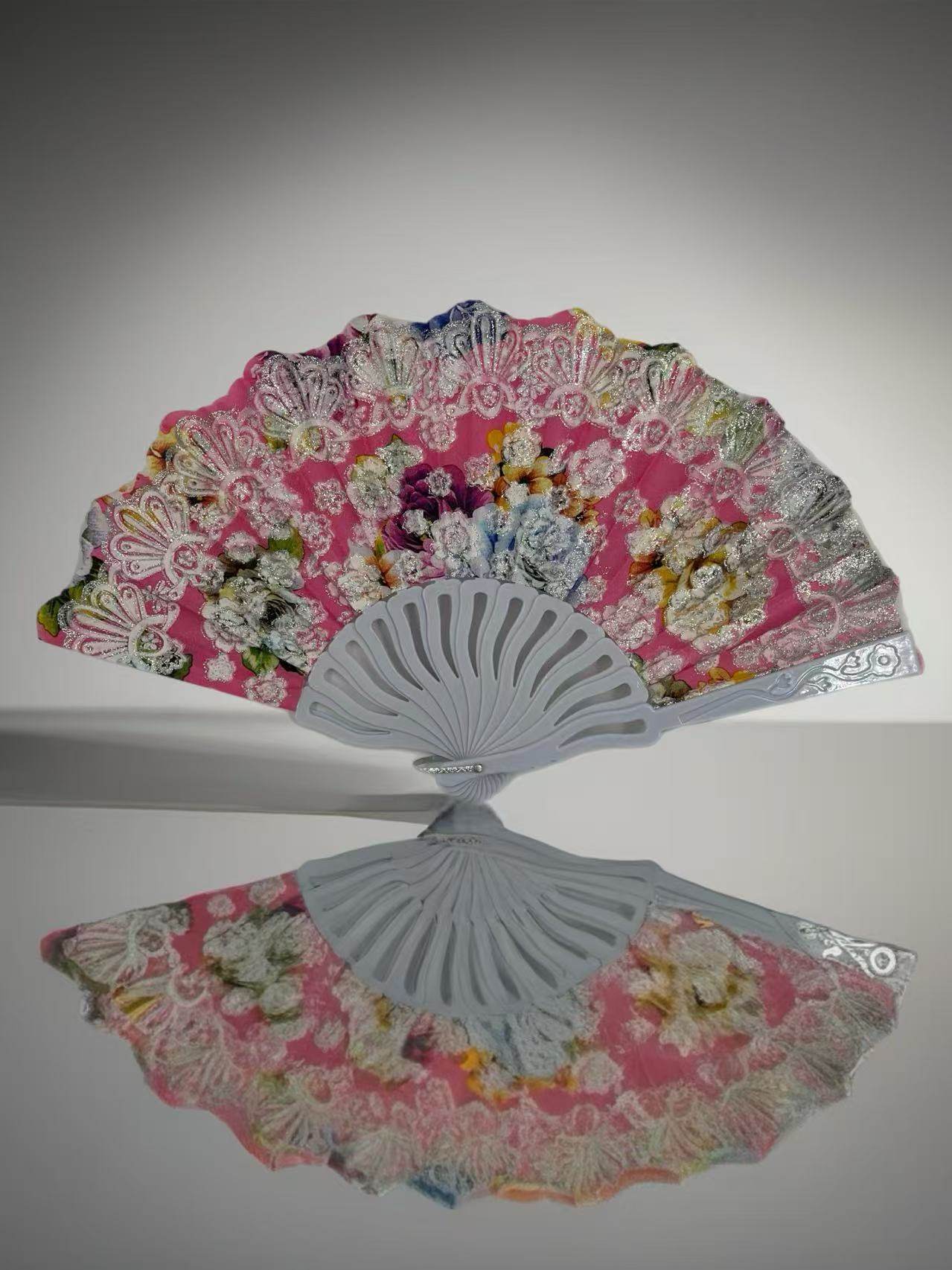 Vintage Floral Lace Hand Fans β Set of 6 with Baroque Embroidery - MODA ACCESSORIES