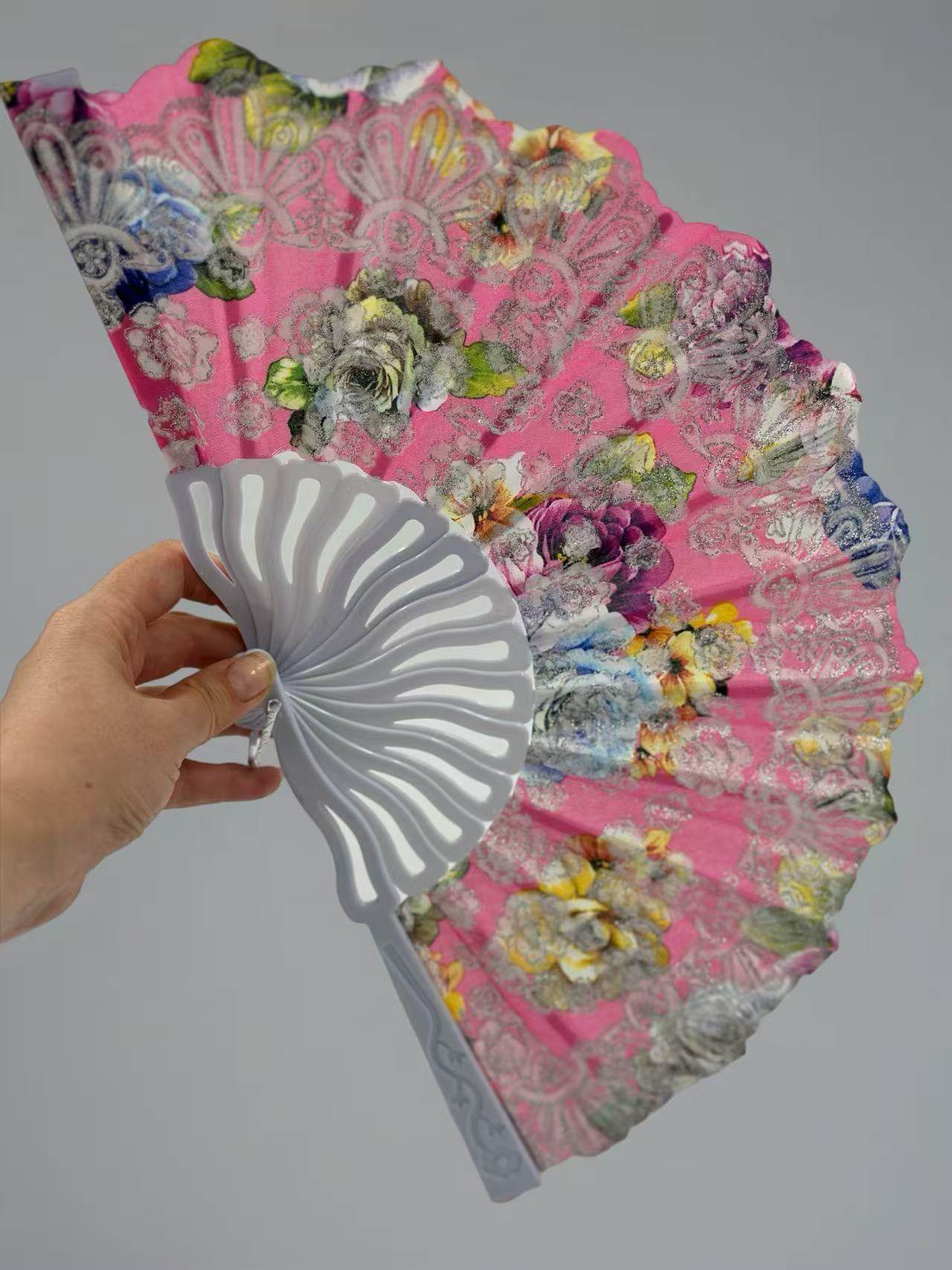Vintage Floral Lace Hand Fans β Set of 6 with Baroque Embroidery - MODA ACCESSORIES