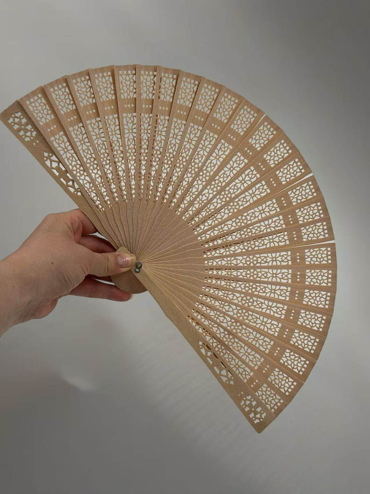 Elegant Carved Wooden Display Hand Fan (Big) - MODA ACCESSORIES