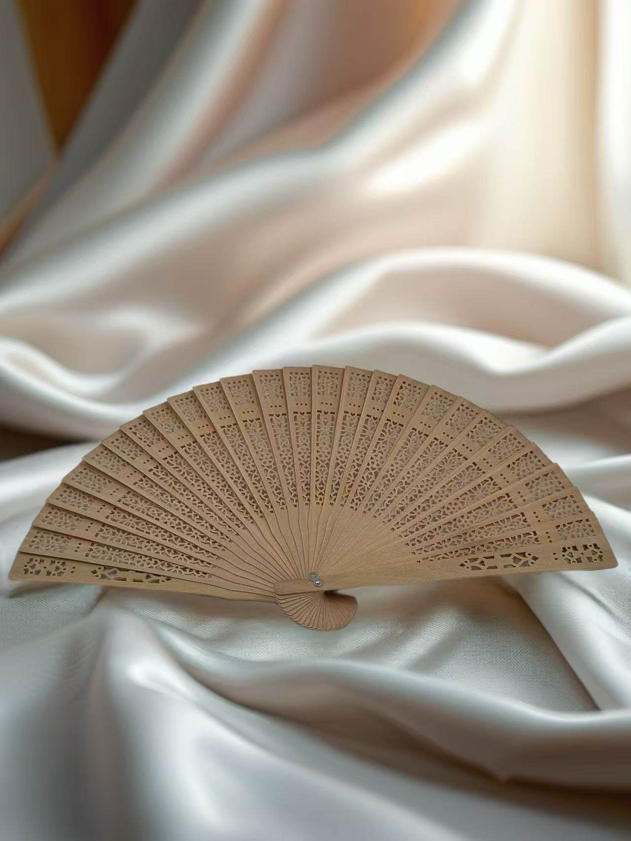 Elegant Carved Wooden Display Hand Fan (Big) - MODA ACCESSORIES