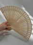 Handheld Carved Wooden Fan with Intricate Pattern (Small) - MODA ACCESSORIES