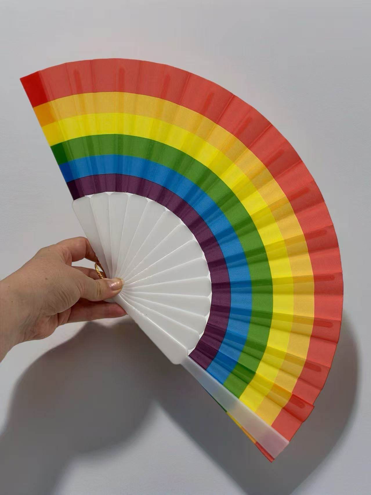 Vibrant Rainbow Pride Folding Fan - MODA ACCESSORIES