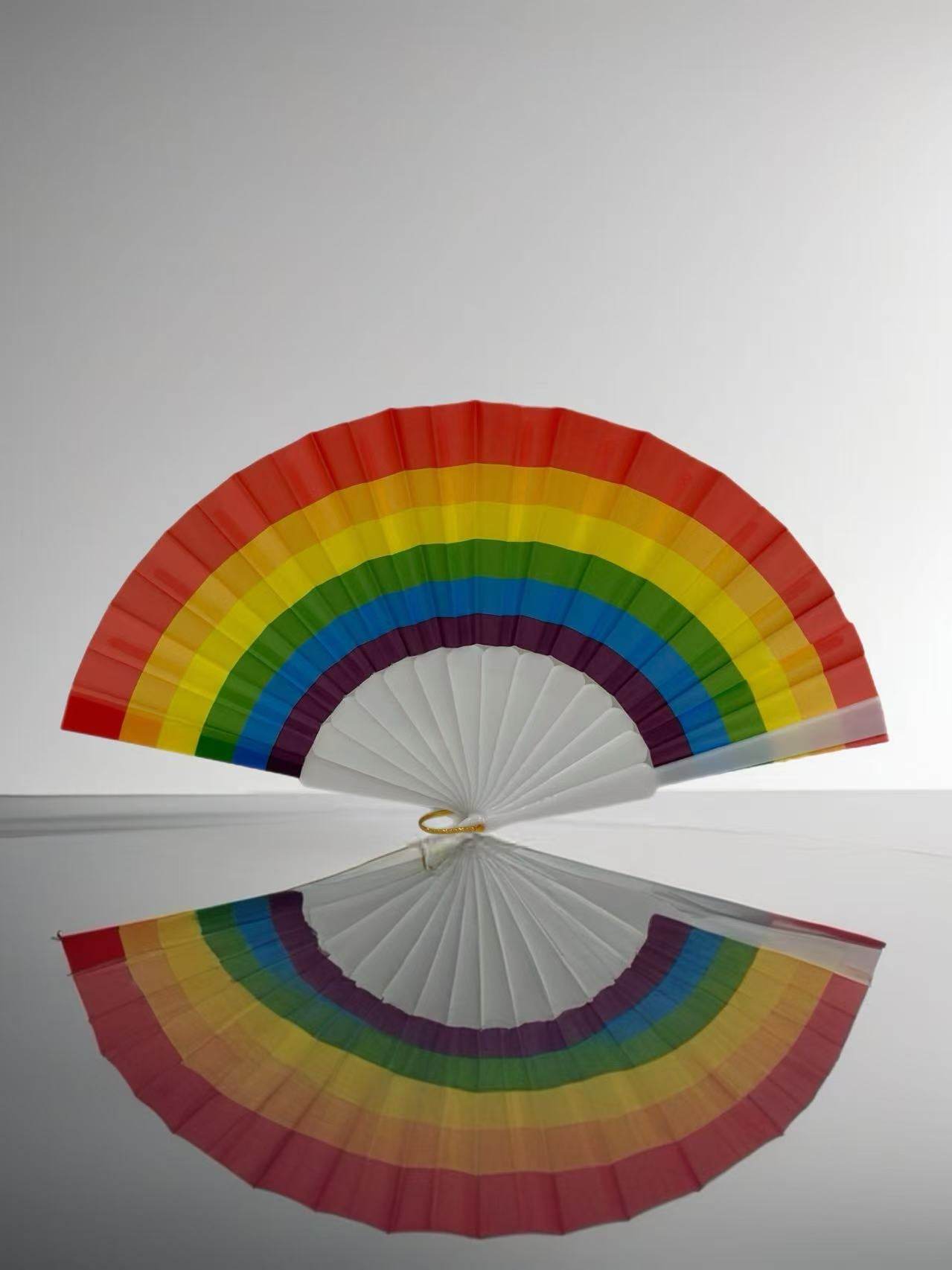 Vibrant Rainbow Pride Folding Fan - MODA ACCESSORIES