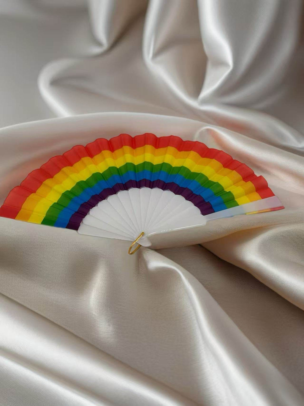 Vibrant Rainbow Pride Folding Fan - MODA ACCESSORIES