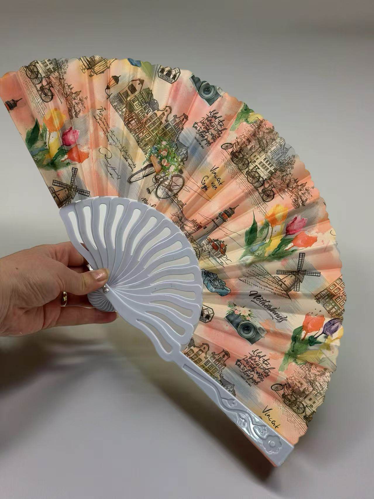 Vintage Parisian-Themed Folding Fans Collection - MODA ACCESSORIES