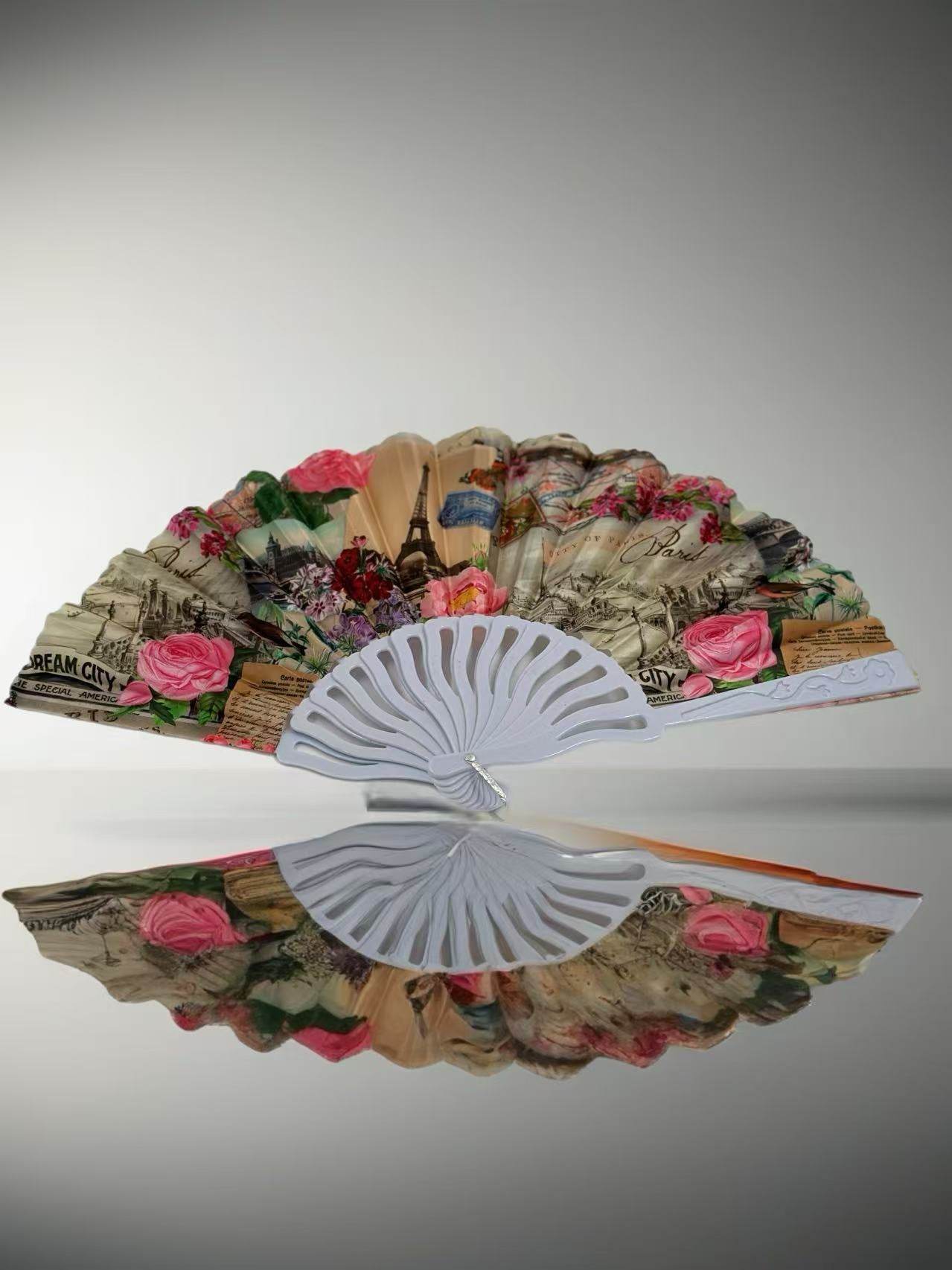 Vintage Parisian-Themed Folding Fans Collection - MODA ACCESSORIES