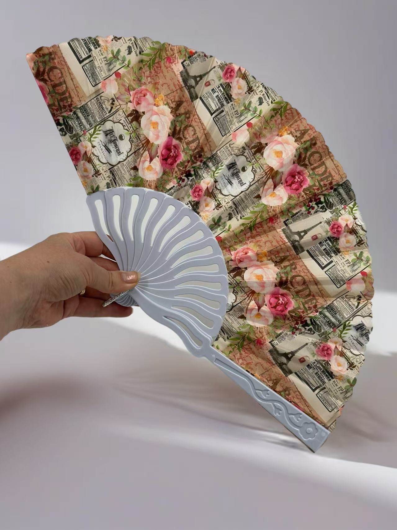 Vintage Parisian-Themed Folding Fans Collection - MODA ACCESSORIES