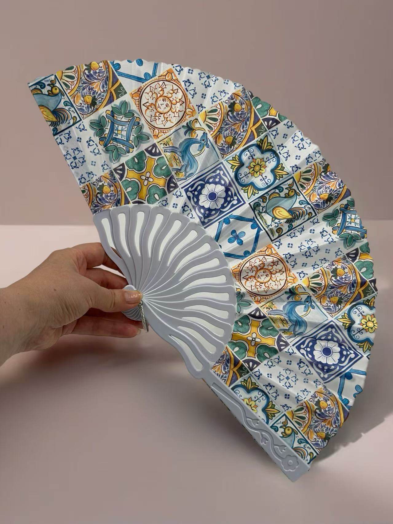 Mediterranean Mosaic Folding Fan Collection - MODA ACCESSORIES