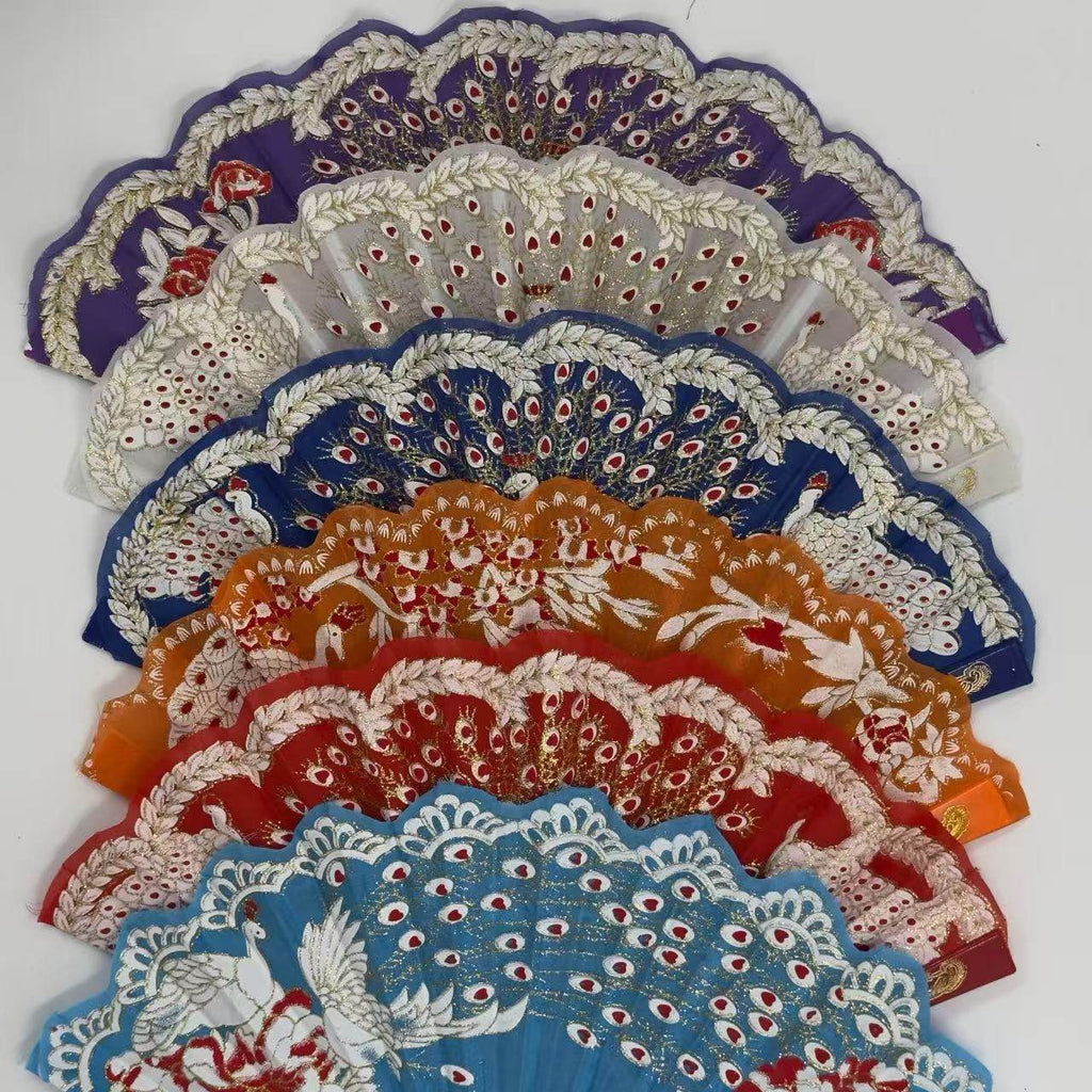Peacock Feather Embroidered Fan Collection - MODA ACCESSORIES
