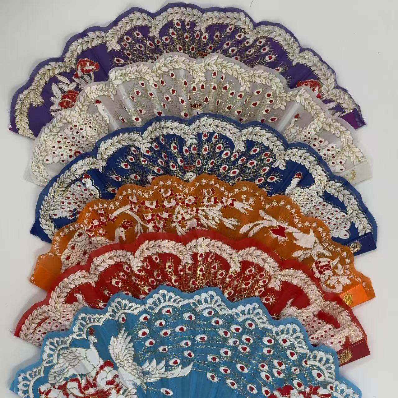 Peacock Feather Embroidered Fan Collection - MODA ACCESSORIES