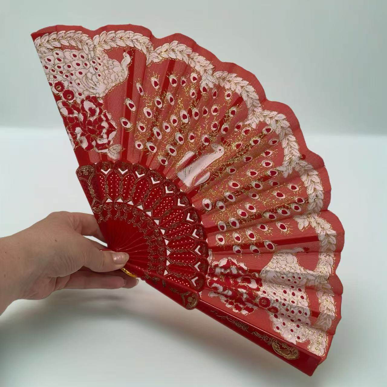 Peacock Feather Embroidered Fan Collection - MODA ACCESSORIES