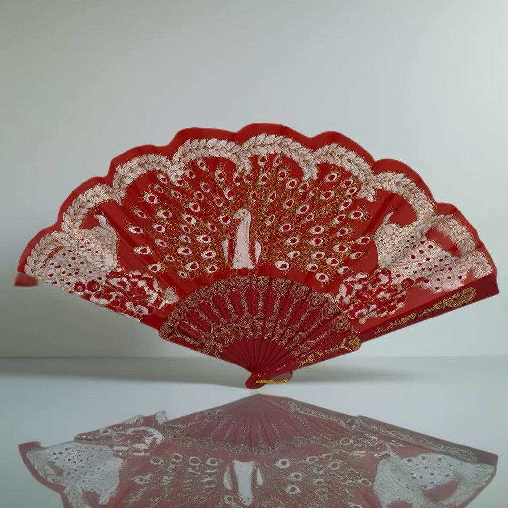 Peacock Feather Embroidered Fan Collection - MODA ACCESSORIES