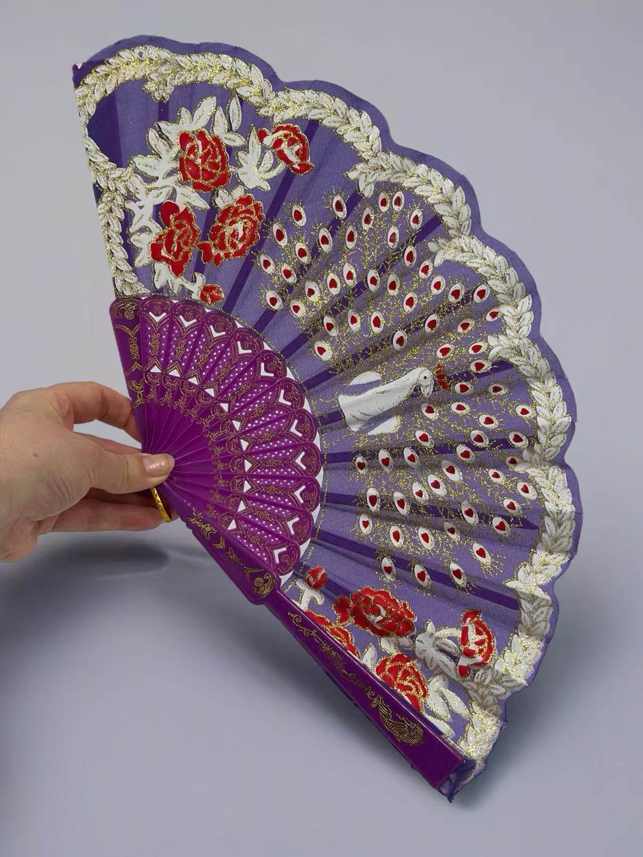 Peacock Feather Embroidered Fan Collection - MODA ACCESSORIES