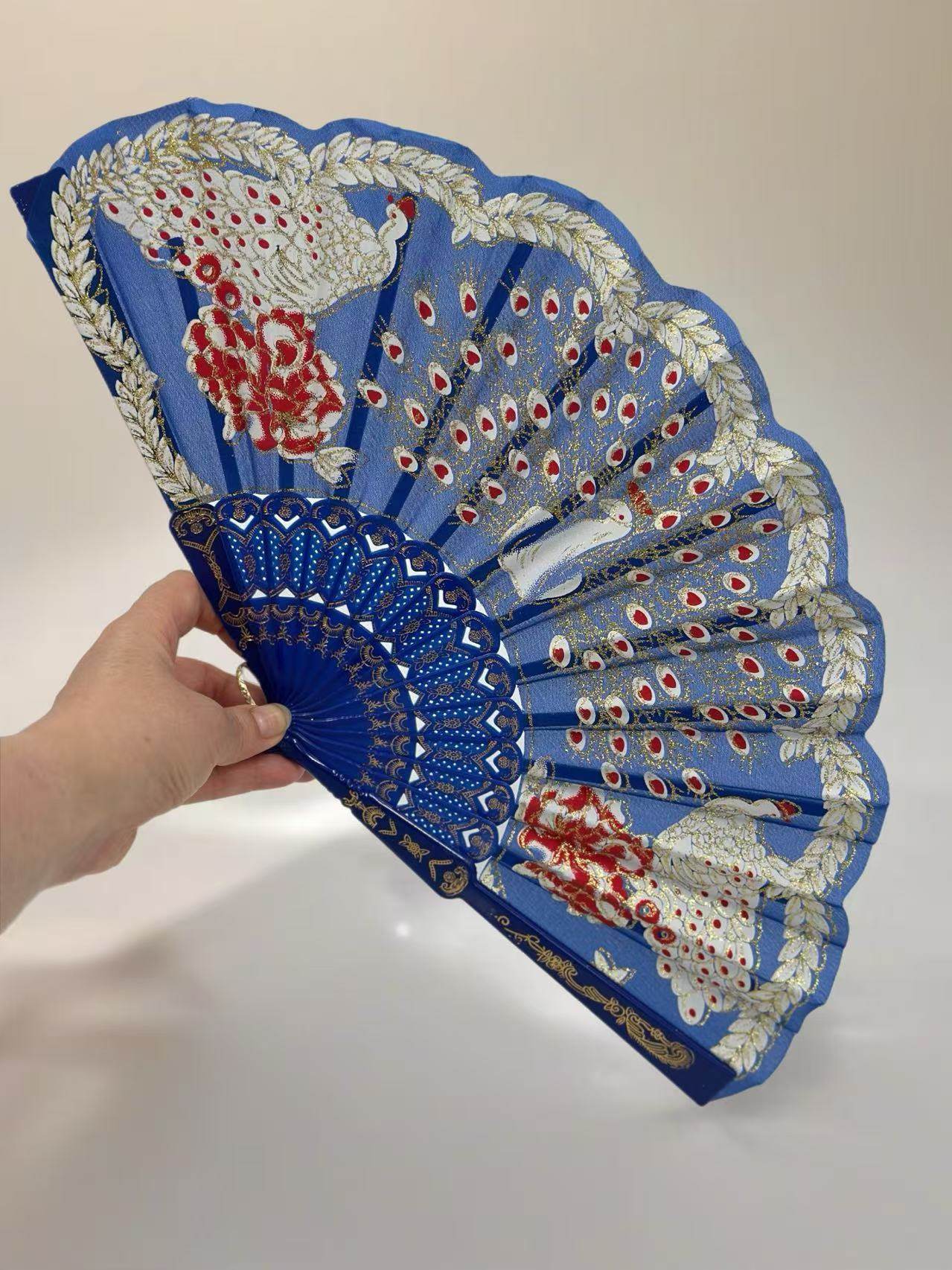 Peacock Feather Embroidered Fan Collection - MODA ACCESSORIES