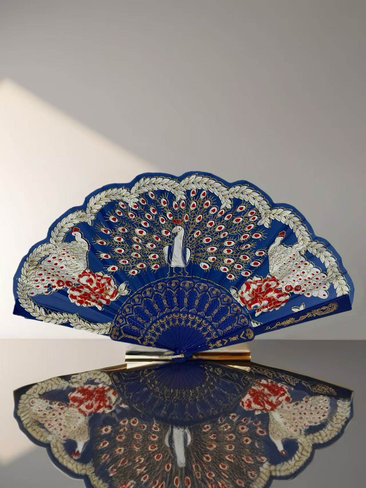 Peacock Feather Embroidered Fan Collection - MODA ACCESSORIES