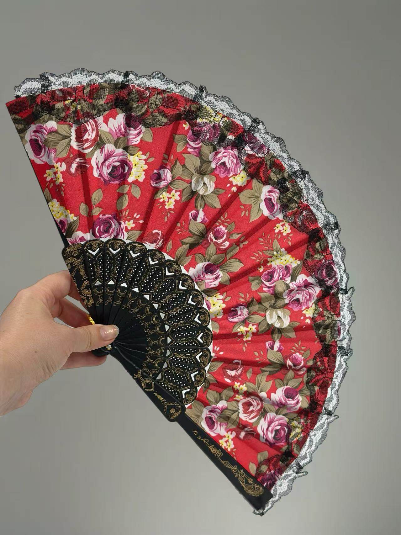 Romantic Floral Lace Hand Fans - MODA ACCESSORIES